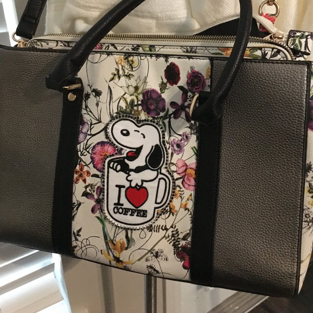 Snoopy Floral Cross Body Or Handbag, Gorgeous Medium Size